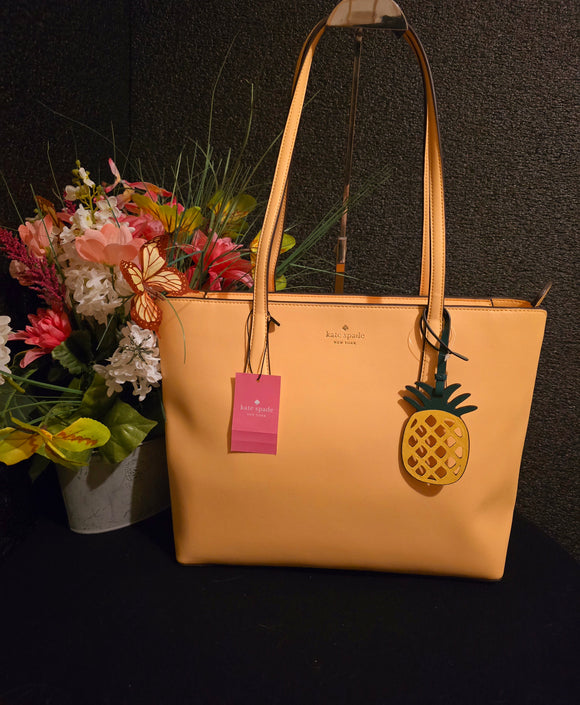 Kate Spade Marlee Saffiano Pineapple Shopper Tote Satchel with BONUS