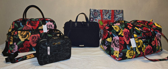 Vera Bradley 5-Travel Set: Weekender Overnight, Duffels and Accessories