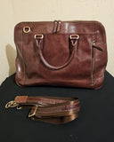 Vintage Unisex Buffalo Mahogany Leather Messenger Satchel Laptop Valise Shoulderbag