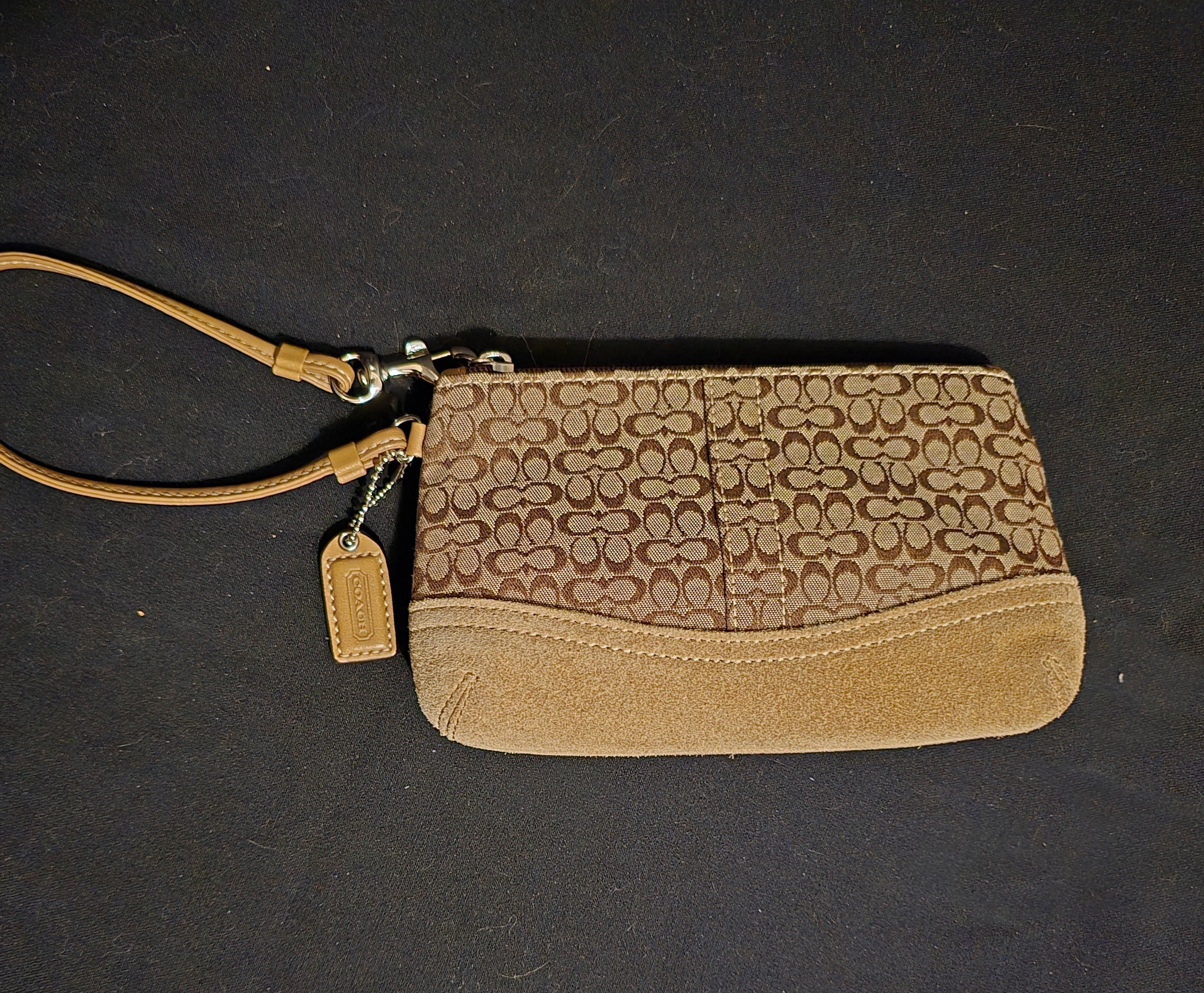 Hotsell Coach Soho 1460 Wallet Demi Baguette Suede Wristlet Topstitch Hand Bag w/ Bow