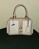 Guess Vegan Logo Pink Cream Satchel Handbag Carryall with Wristlet