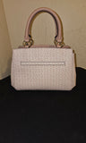 Guess Vegan Logo Pink Cream Satchel Handbag Carryall with Wristlet