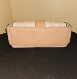 Guess Vegan Logo Pink Cream Satchel Handbag Carryall with Wristlet