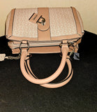 Guess Vegan Logo Pink Cream Satchel Handbag Carryall with Wristlet